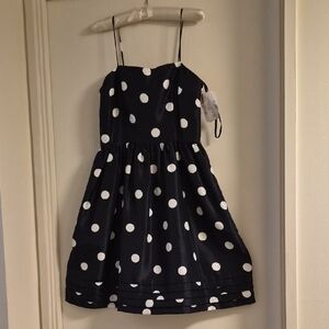Jessica Howard Dark Navy and White Polka Dot Party Dress